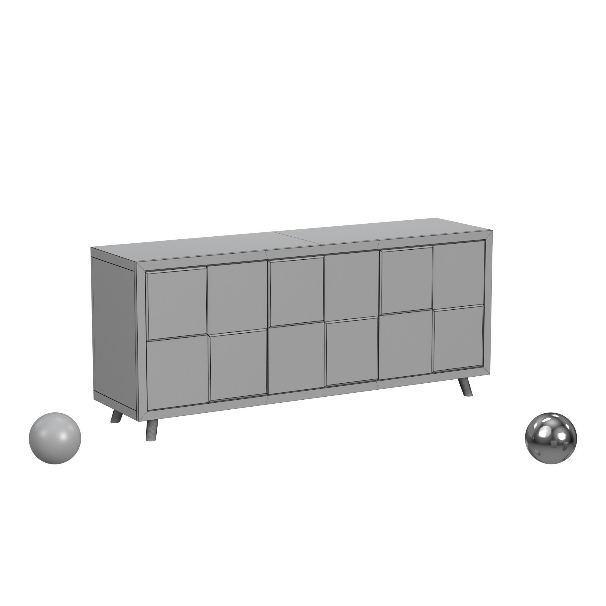 aged wooden unit with copper drawers 3D model_3