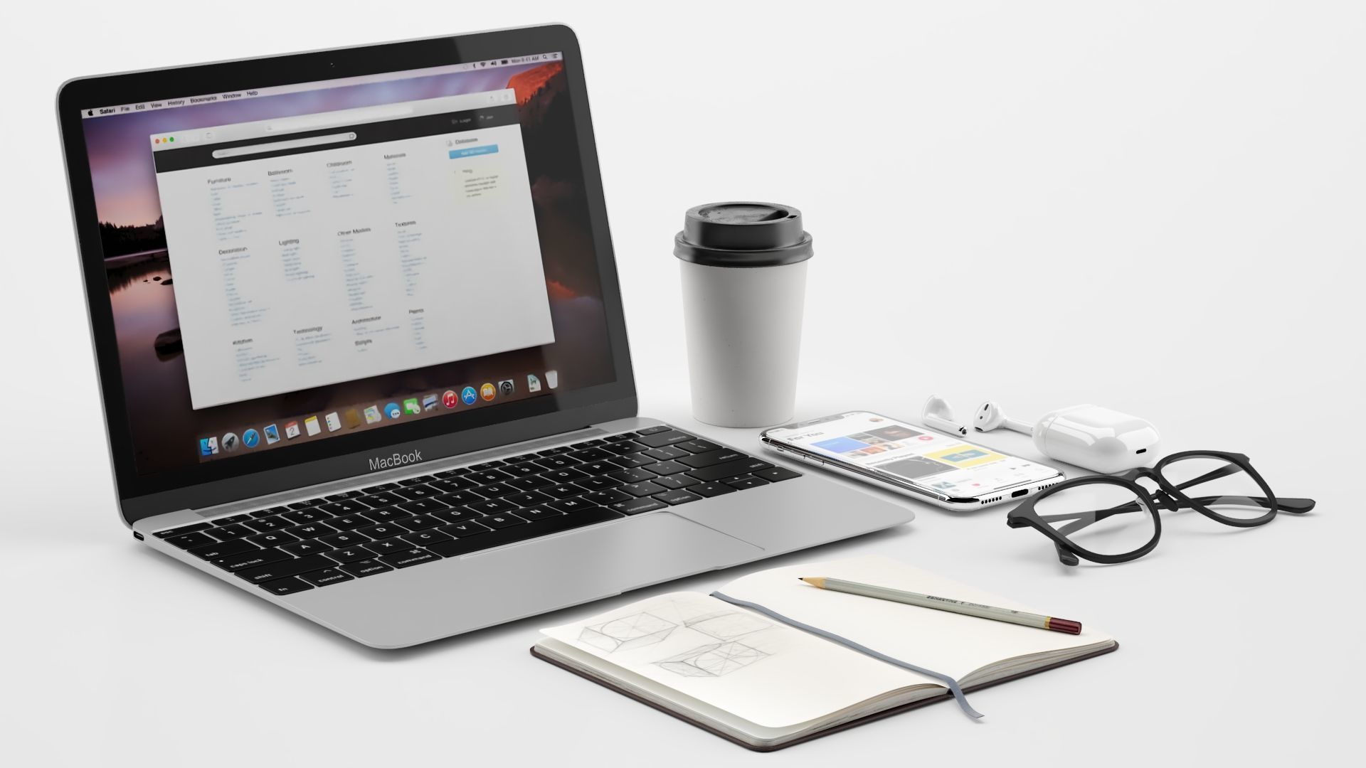 Workplace MacBook 3D model_3