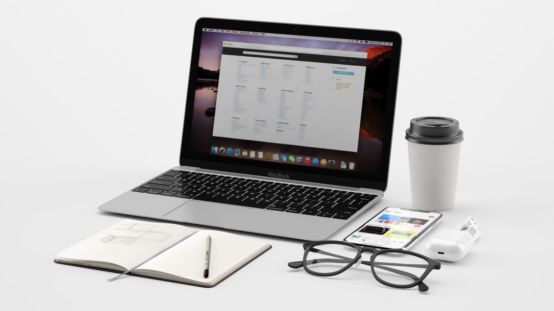 Workplace MacBook 3D model_7