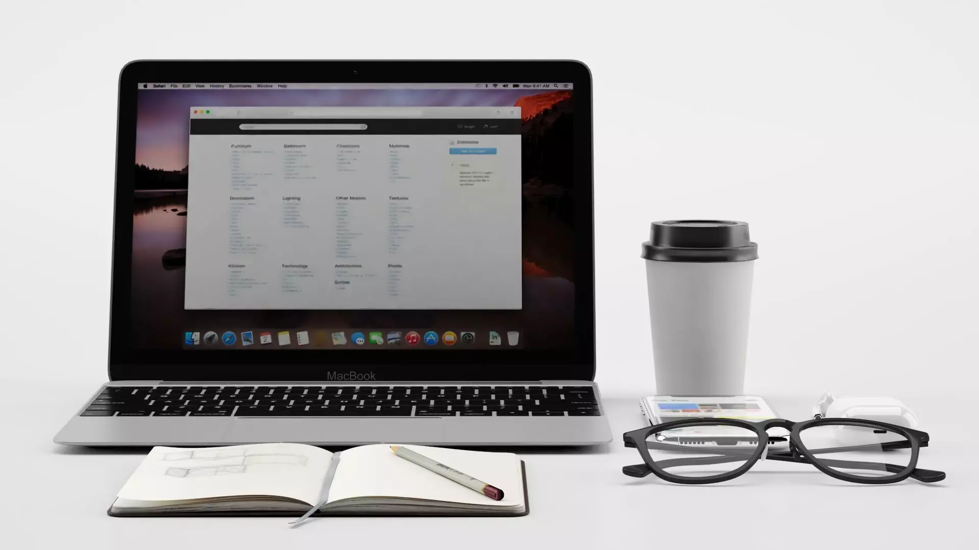 Workplace MacBook 3D model_0