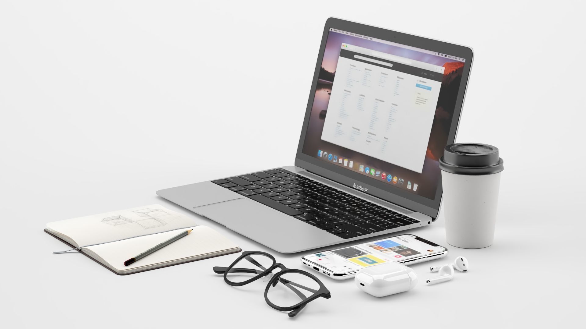 Workplace MacBook 3D model_9