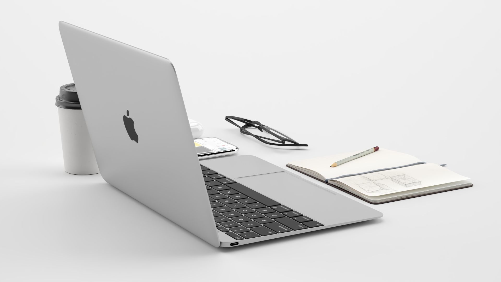 Workplace MacBook 3D model_6