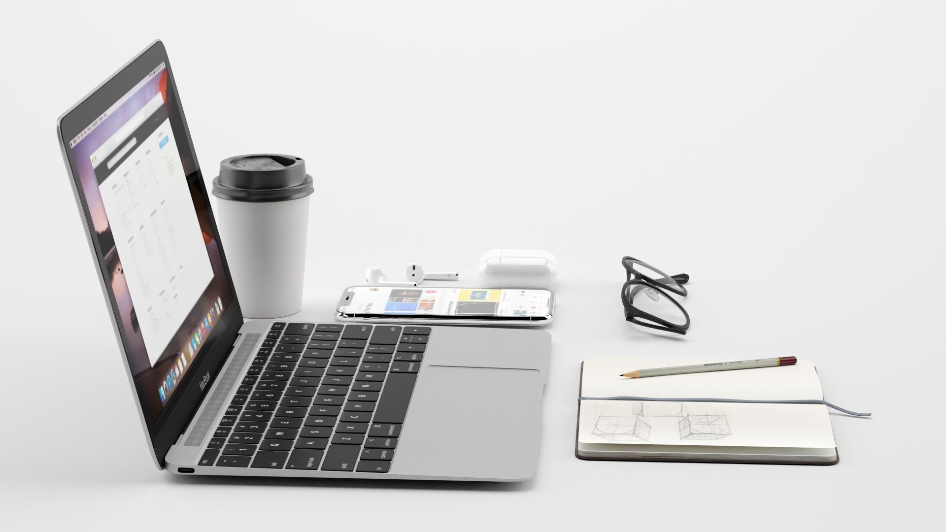 Workplace MacBook 3D model_5