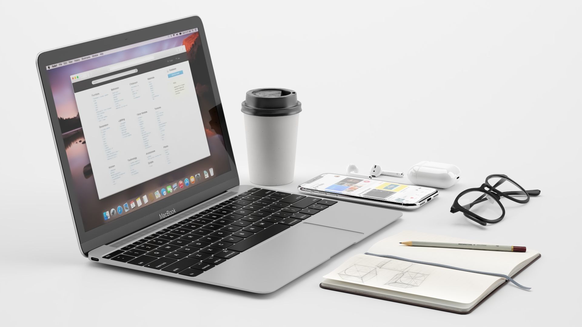 Workplace MacBook 3D model_4