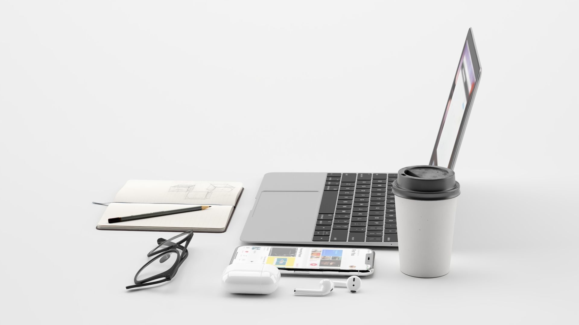 Workplace MacBook 3D model_11