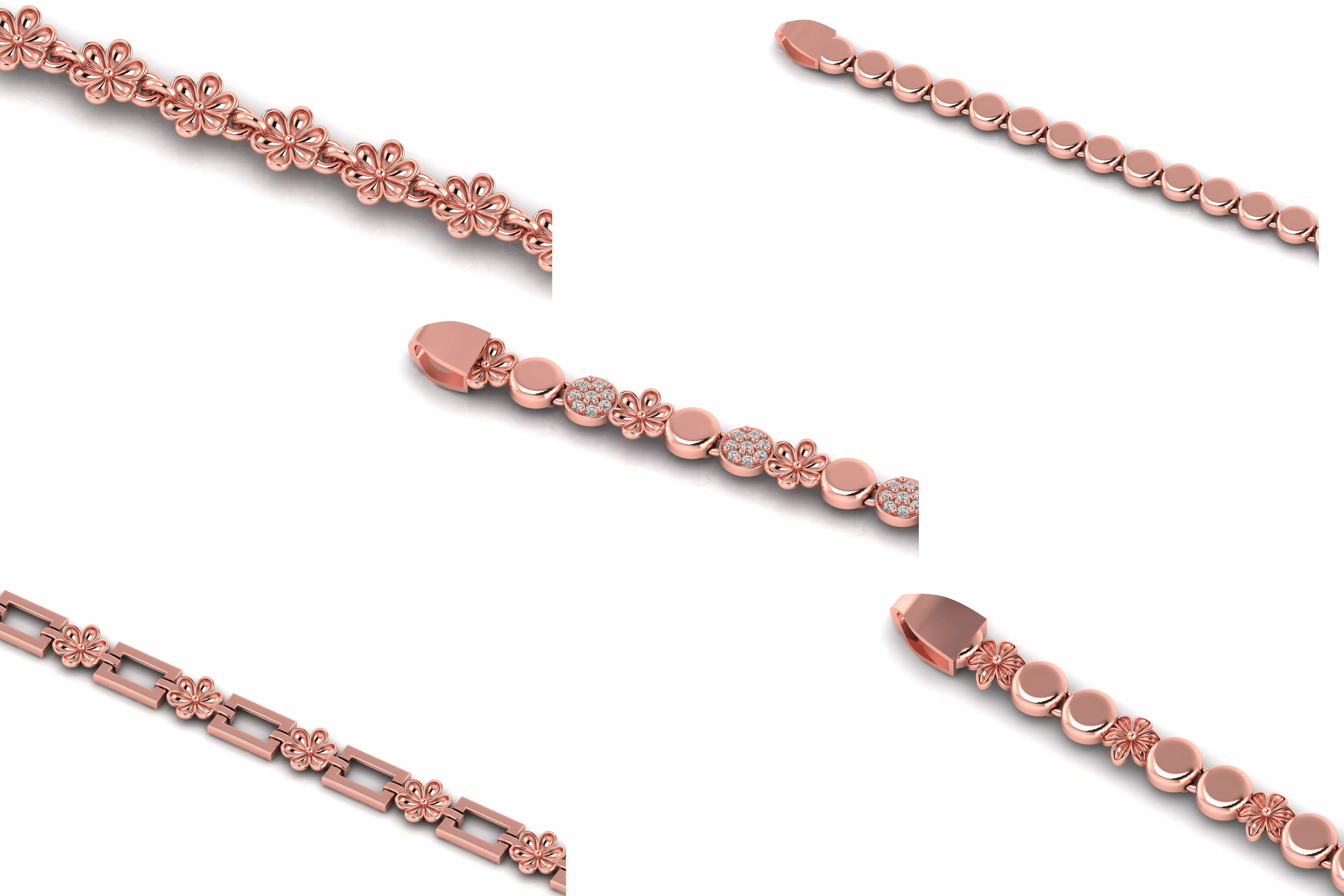 BEST 5 SET Less Weight  ladies 3d bracelet for direct casting 3D Model Collection_0