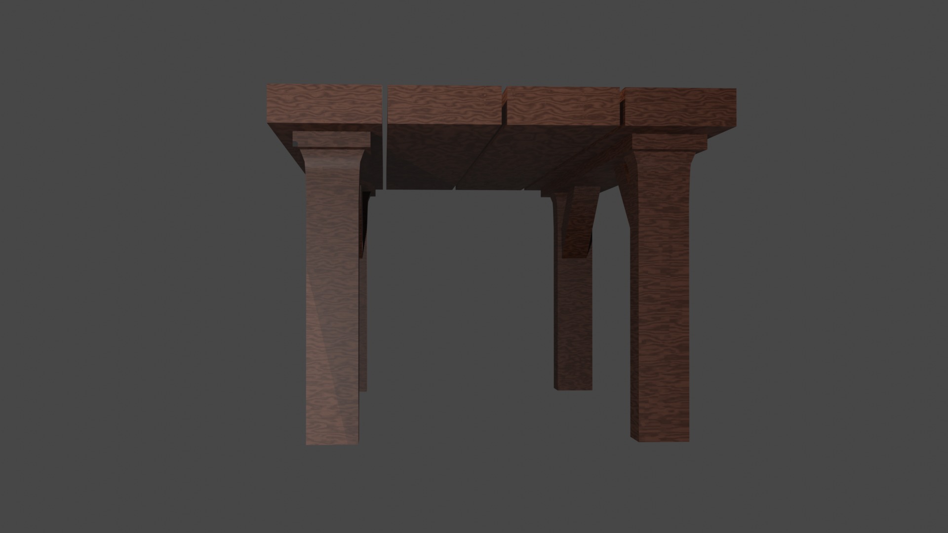 Wooden table Low-poly 3D model_8