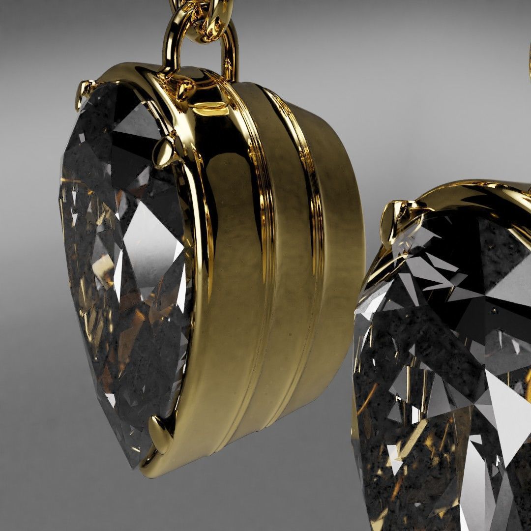 Simple Diamond studded Earing - golden Free 3D model_7