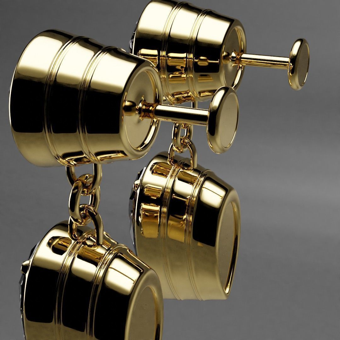 Simple Diamond studded Earing - golden Free 3D model_6