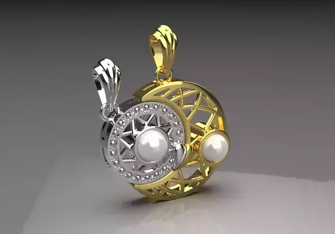 moon and sun pearl pendant pp0019 3D print model