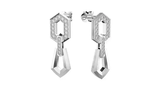 Gold earring stud chains E29 3D print model