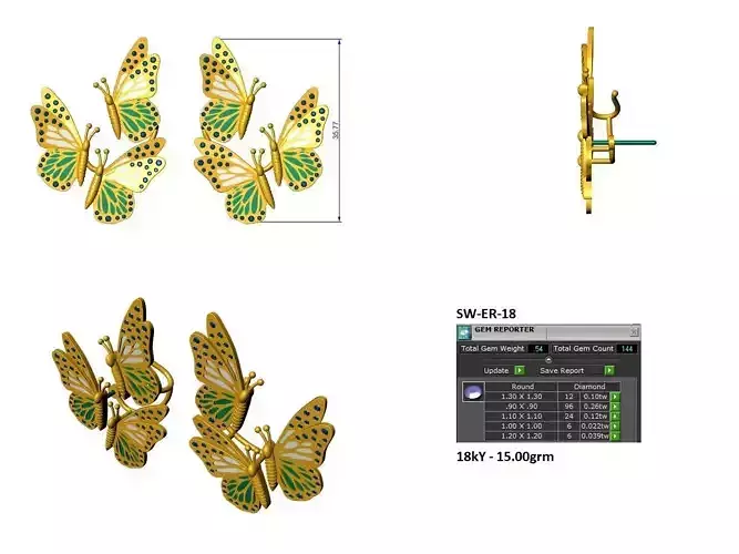 butterfly stud earring