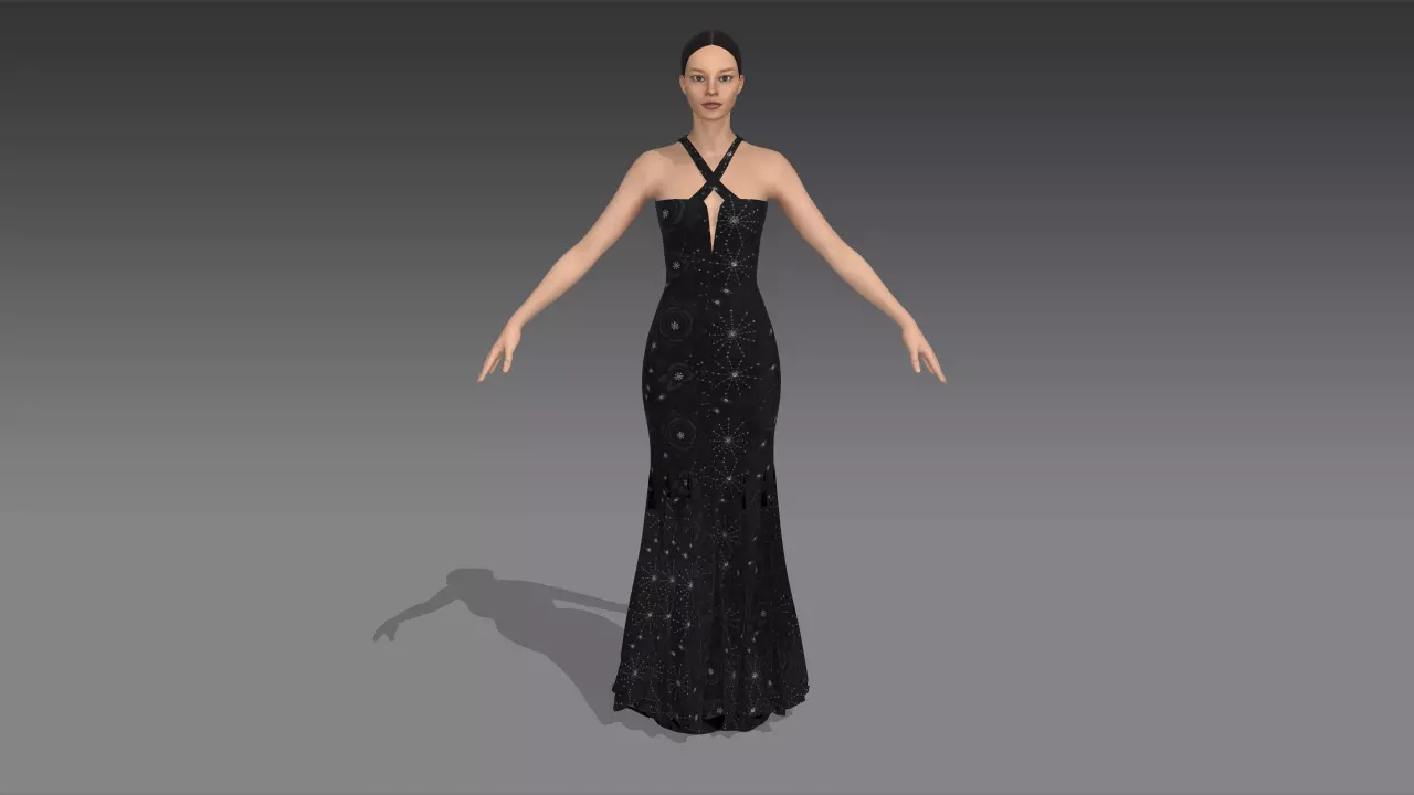 dress flower and star detail skirt Low-poly 3D model