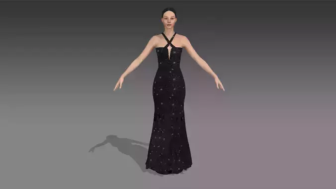 dress flower and star detail skirt Low-poly 3D model