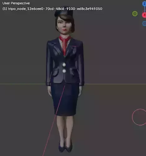 Stewardess outfit and character Low-poly 3D model
