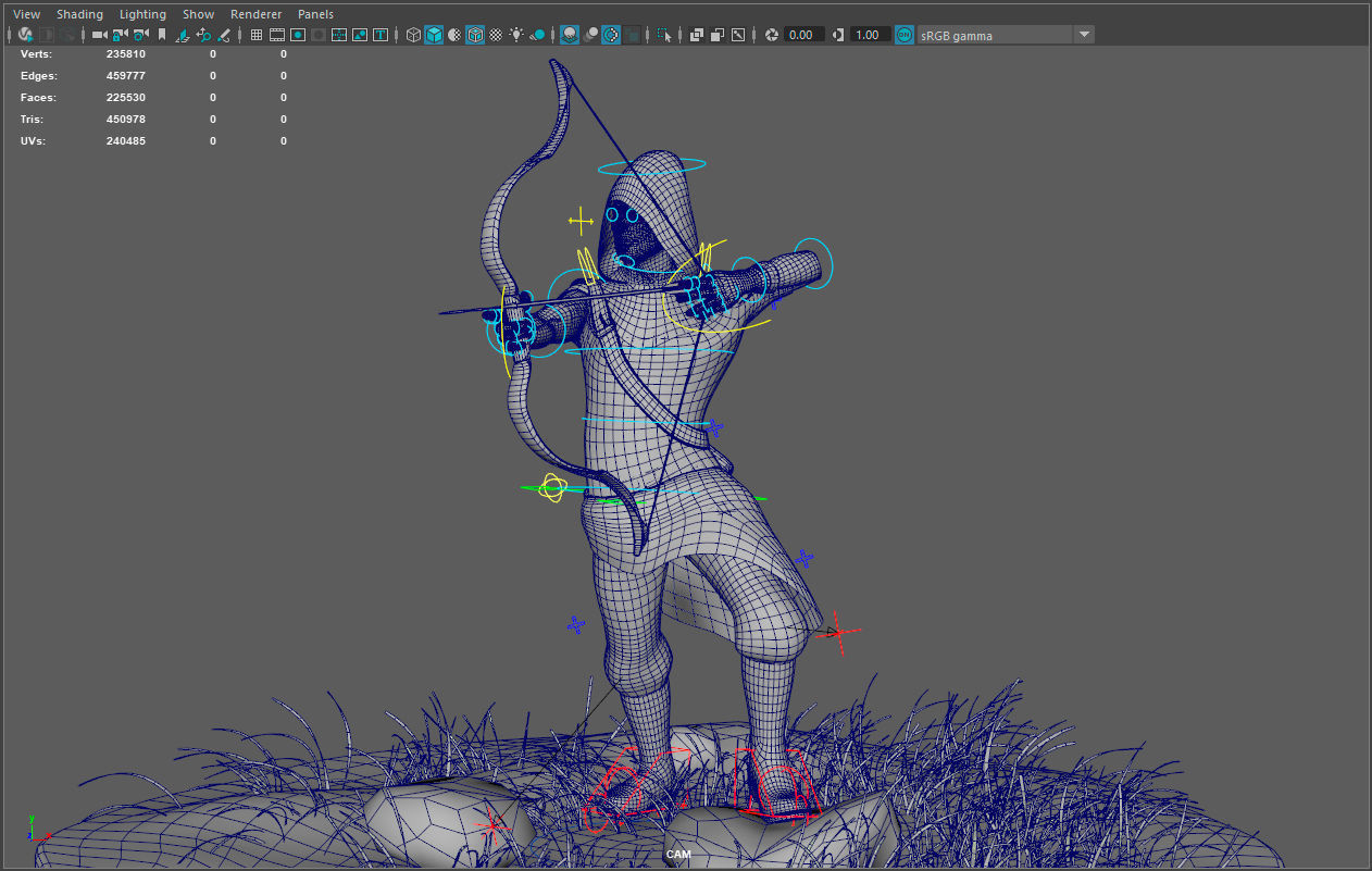 Archer RIGed with bow Low-poly 3D model_6
