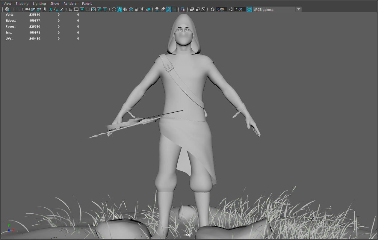 Archer RIGed with bow Low-poly 3D model_10