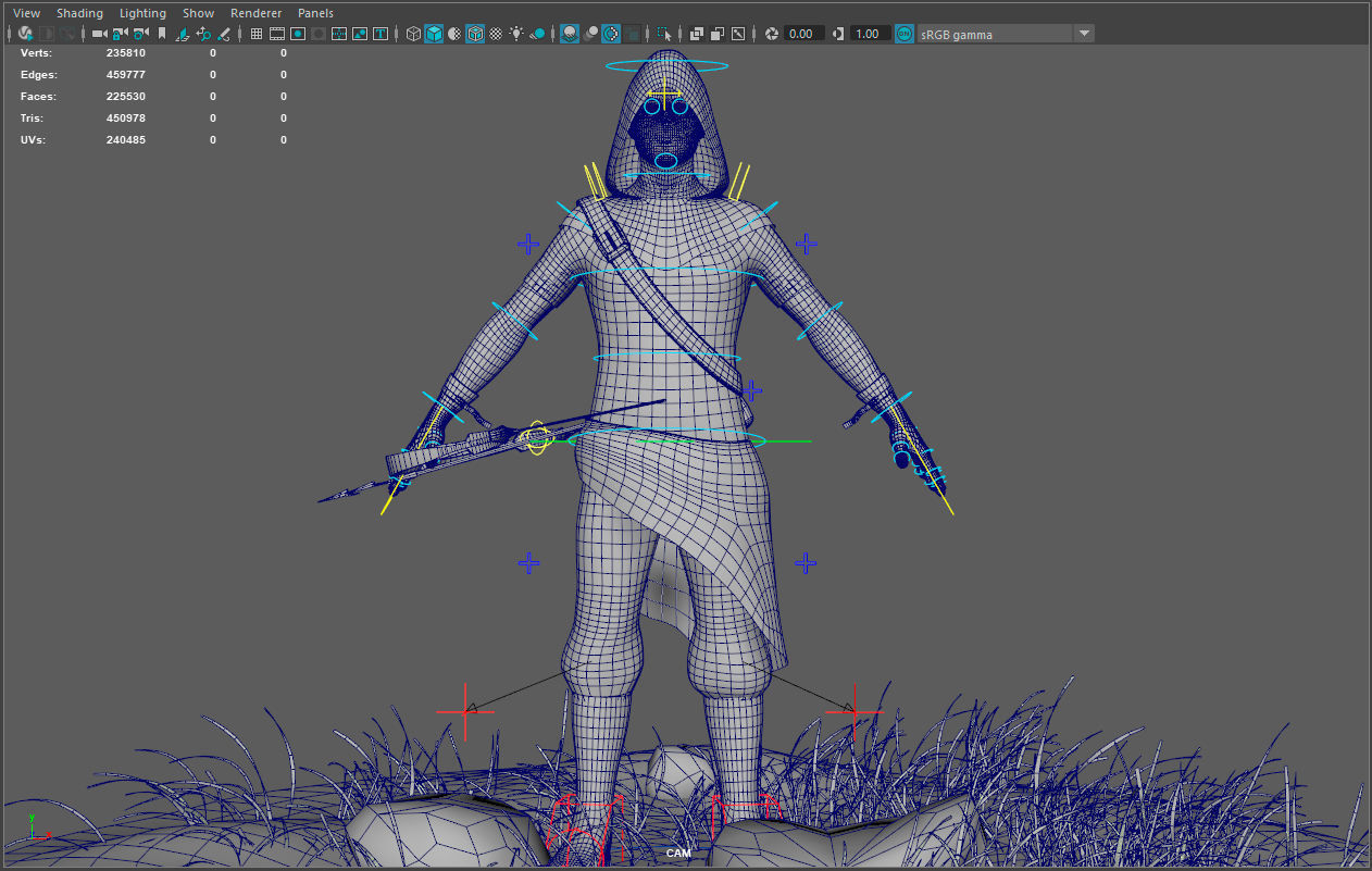 Archer RIGed with bow Low-poly 3D model_9