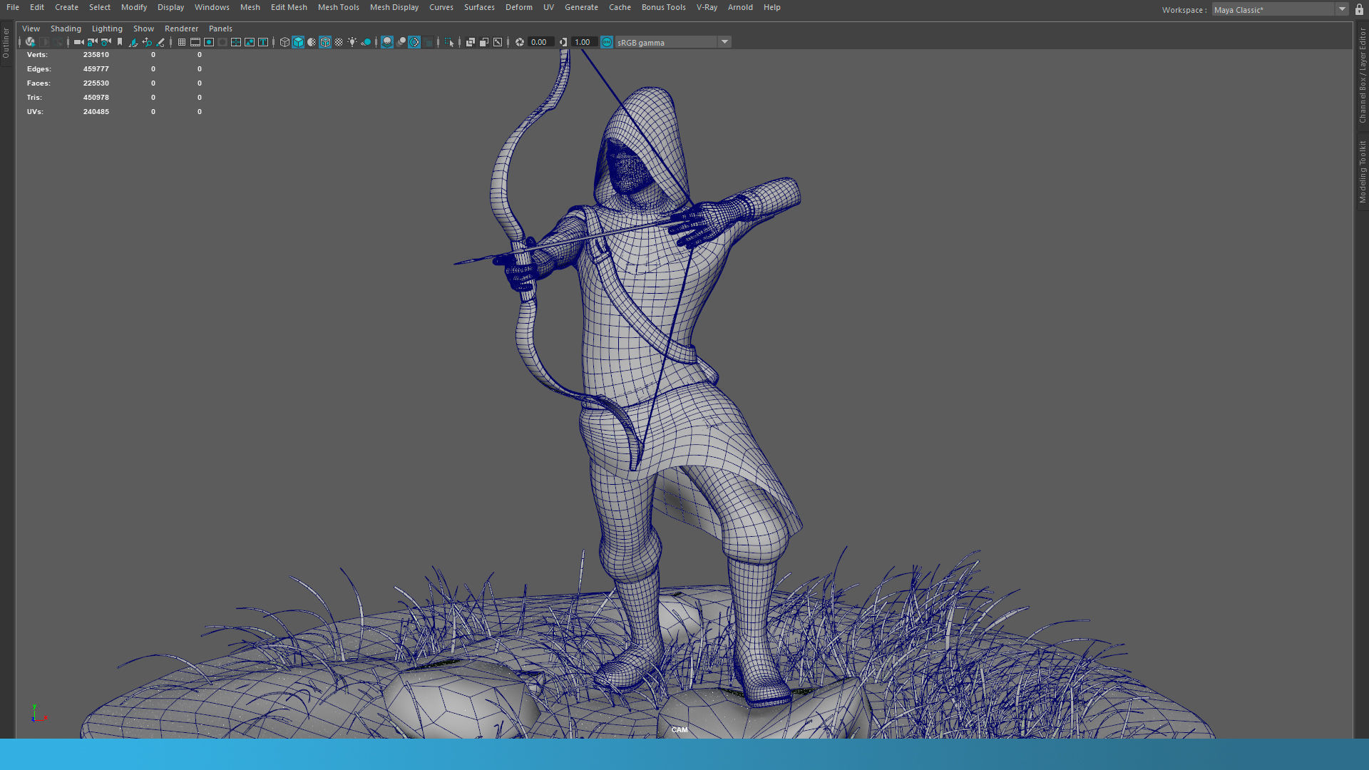 Archer RIGed with bow Low-poly 3D model_11