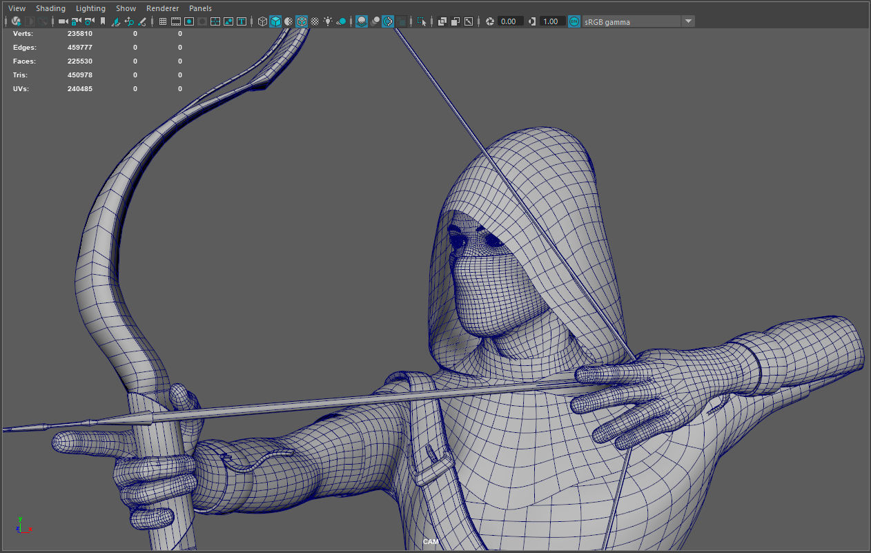 Archer RIGed with bow Low-poly 3D model_7