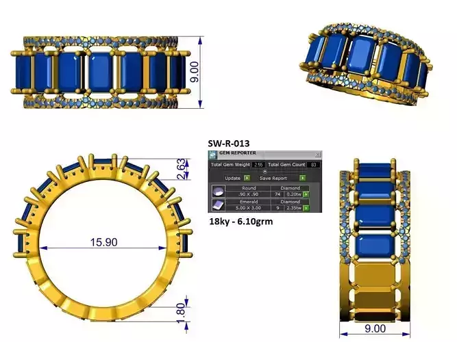 rectangle eternity ring