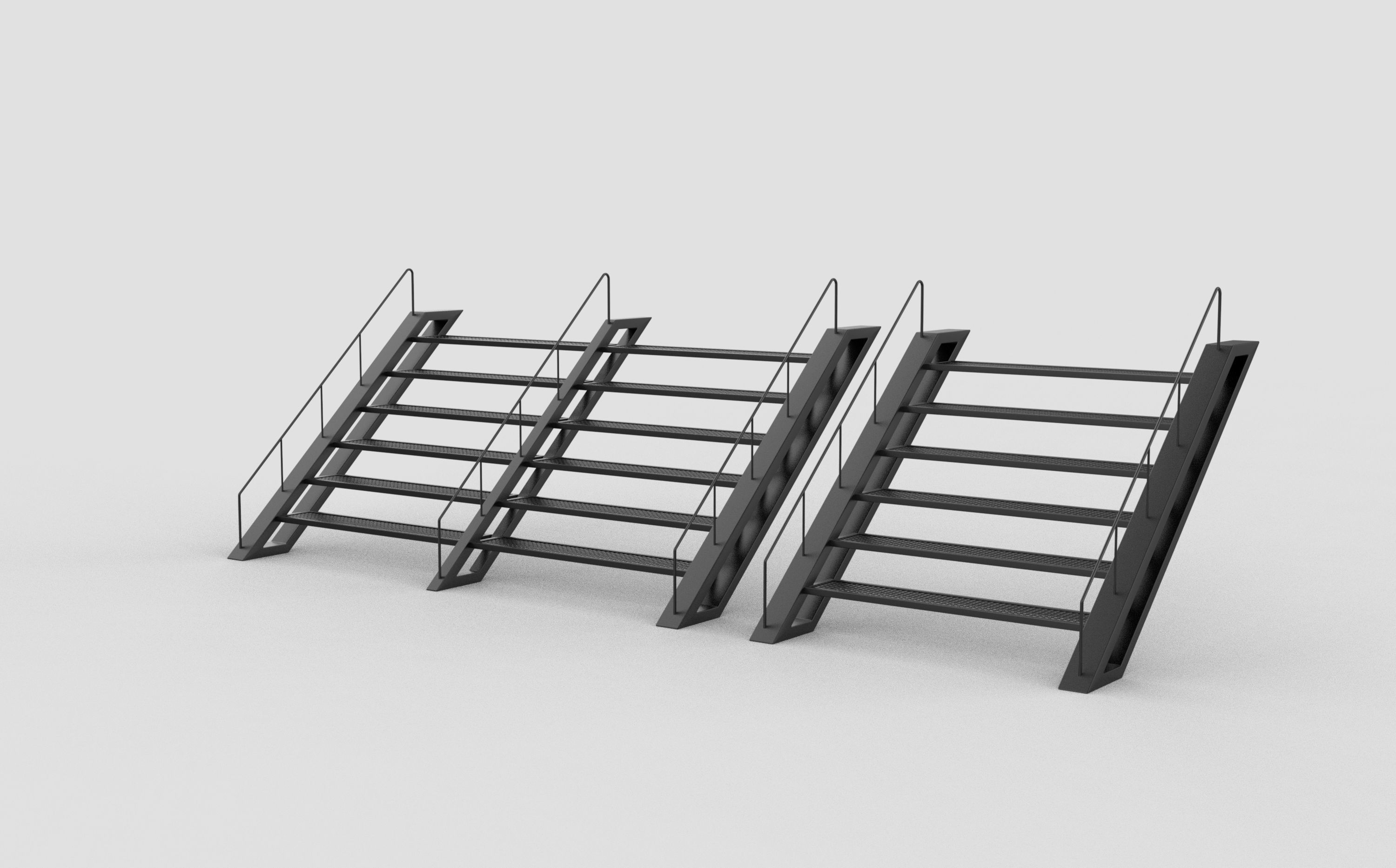 Steel staircase 3D model_2