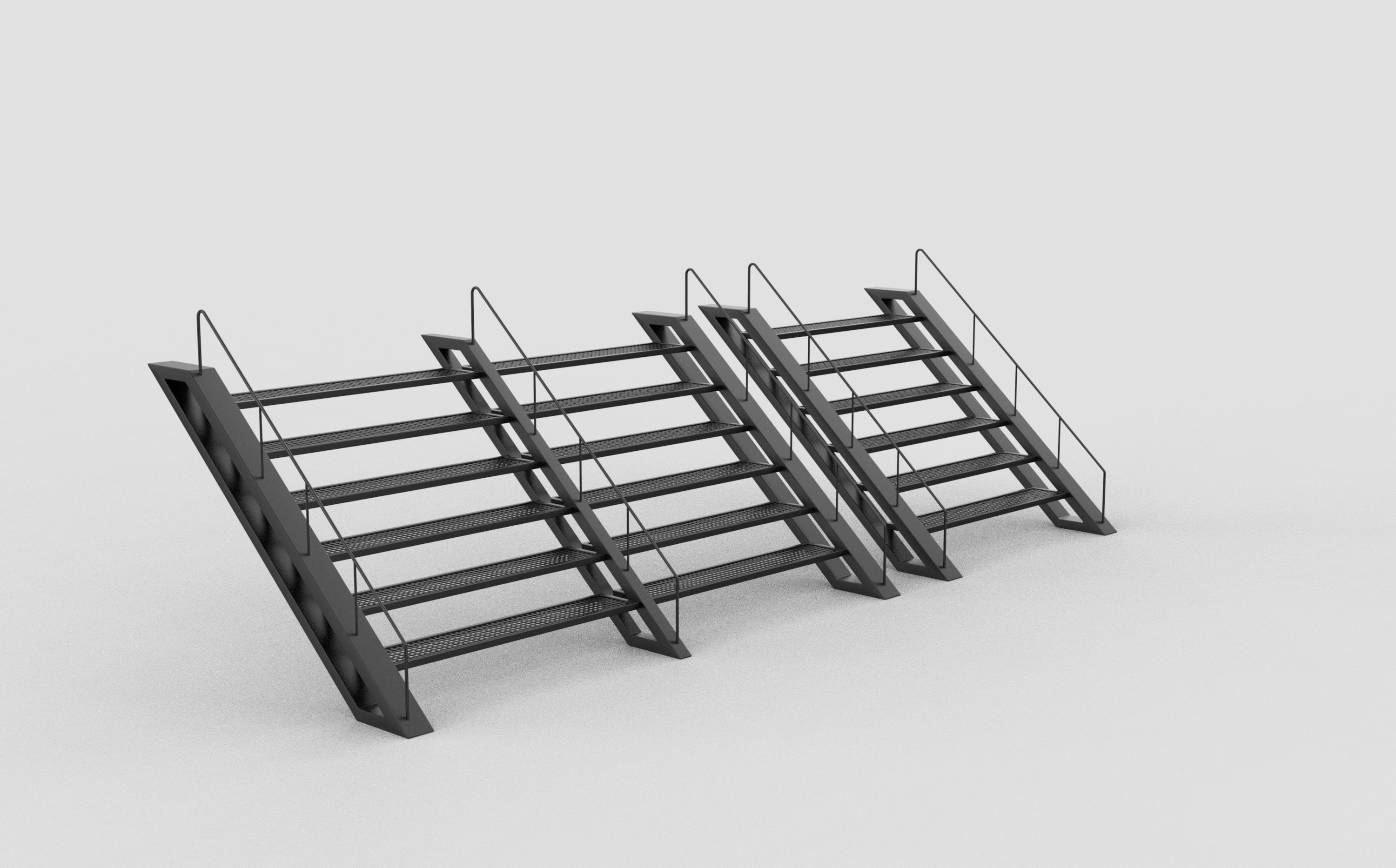 Steel staircase 3D model_4