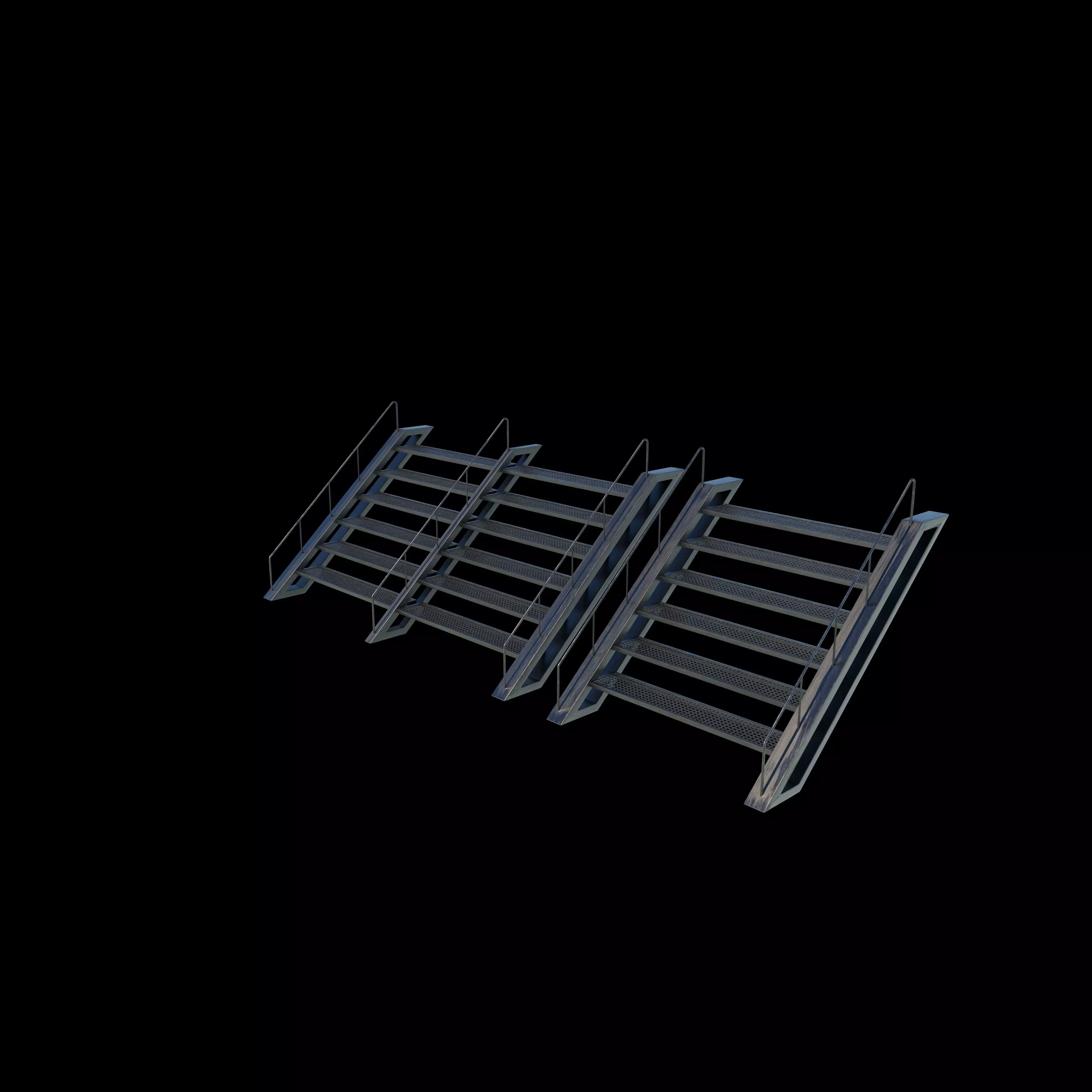 Steel staircase 3D model_0