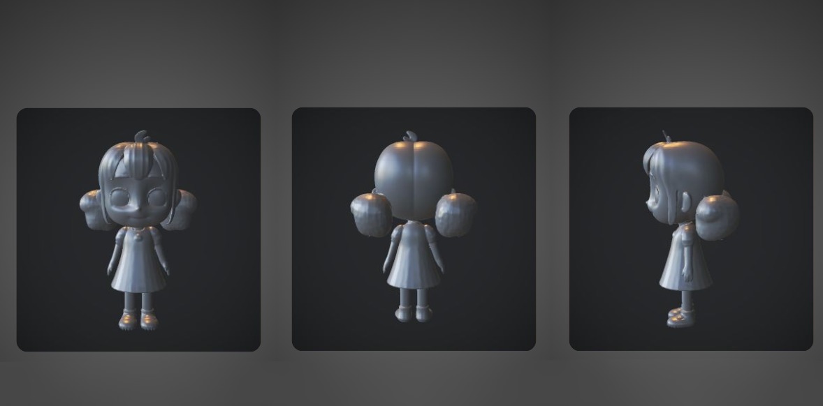 Cartoon Girl 3D model_3