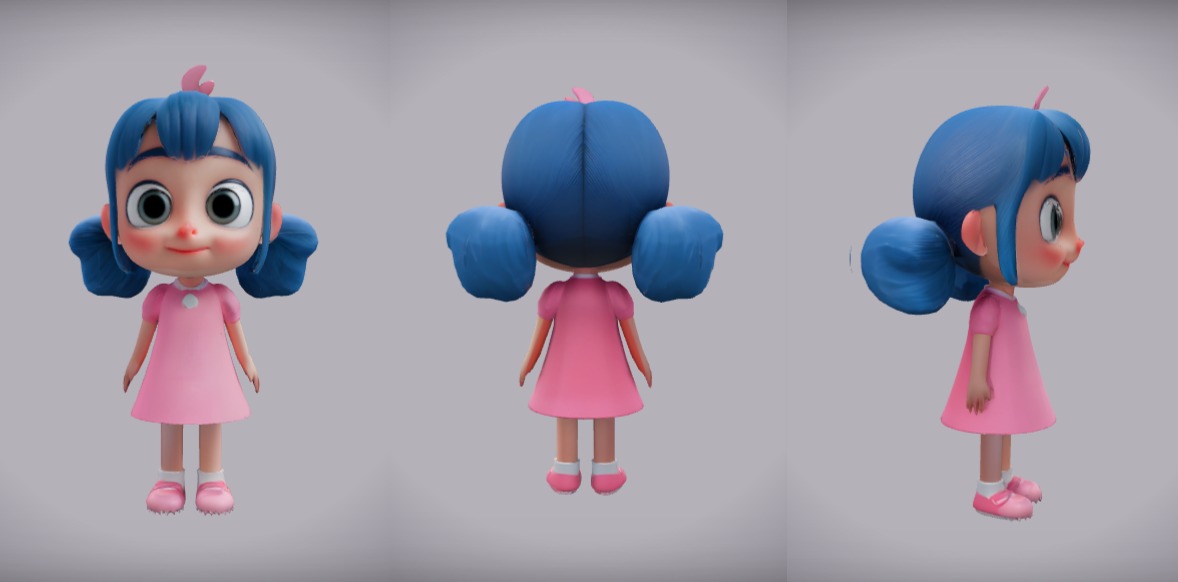 Cartoon Girl 3D model_2
