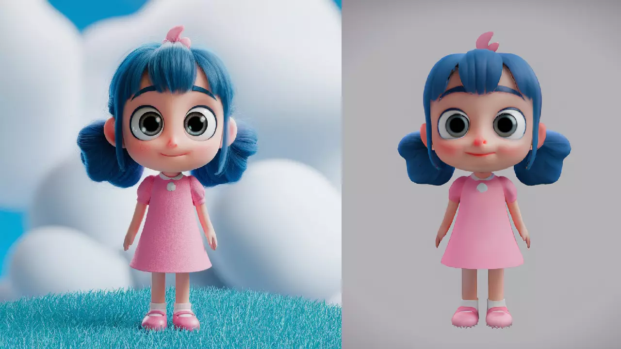 Cartoon Girl 3D model_0