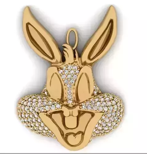 HIPHOP BUGS BUNNY pendant 3d wax resine projet jewellery