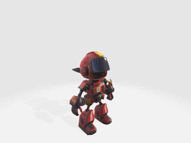 lowpoly cartoon robot fireman Low-poly 3D model_4
