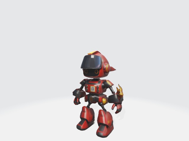 lowpoly cartoon robot fireman Low-poly 3D model_5