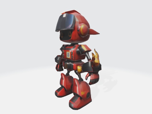lowpoly cartoon robot fireman Low-poly 3D model_1