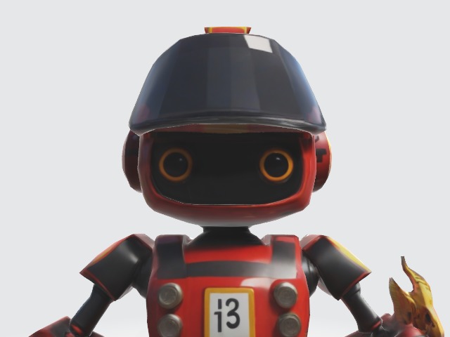 lowpoly cartoon robot fireman Low-poly 3D model_3
