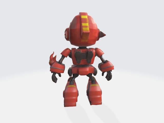 lowpoly cartoon robot fireman Low-poly 3D model_2