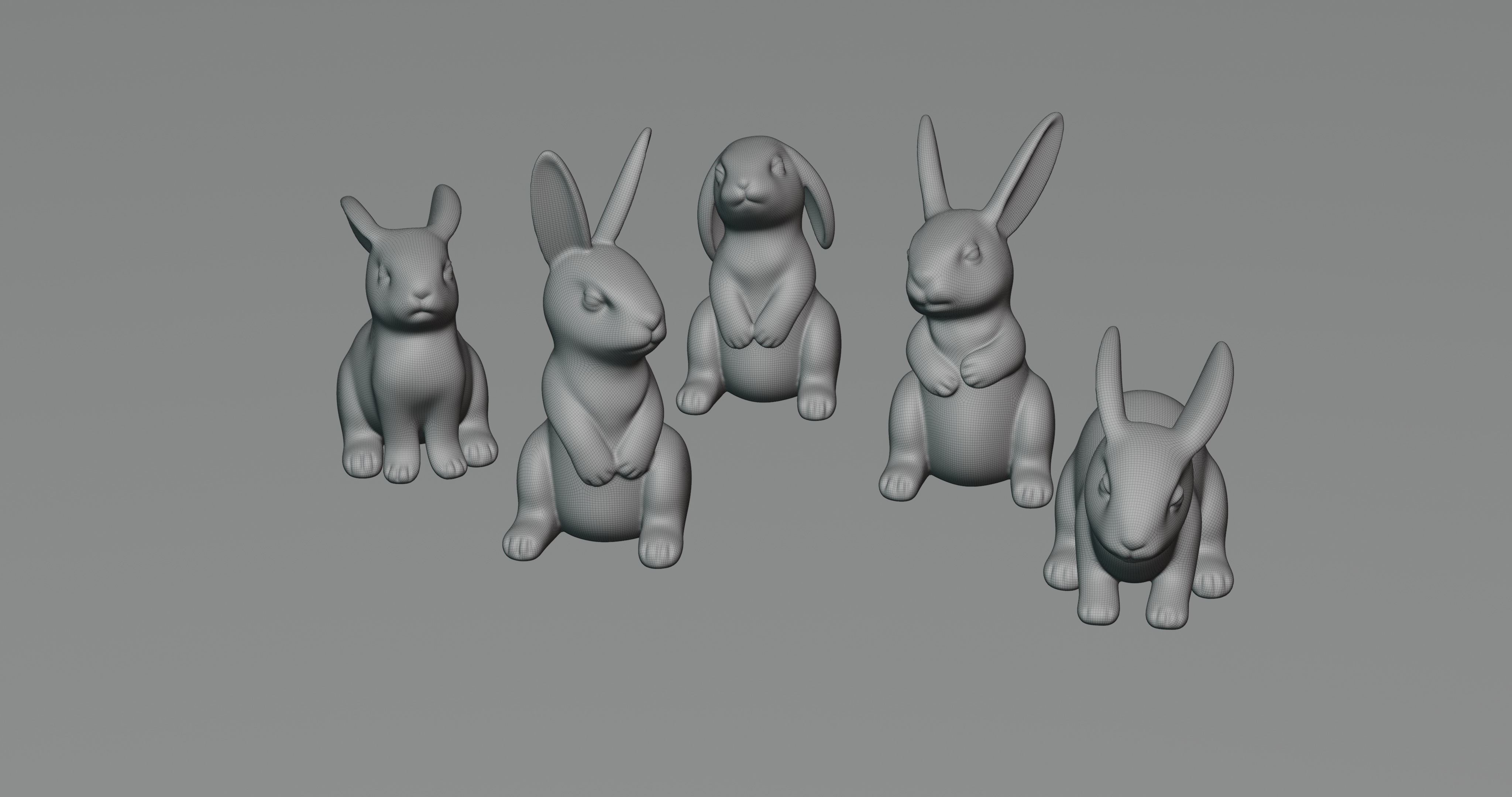 5 Rabbit for 3D Printing 3D Model Collection_3