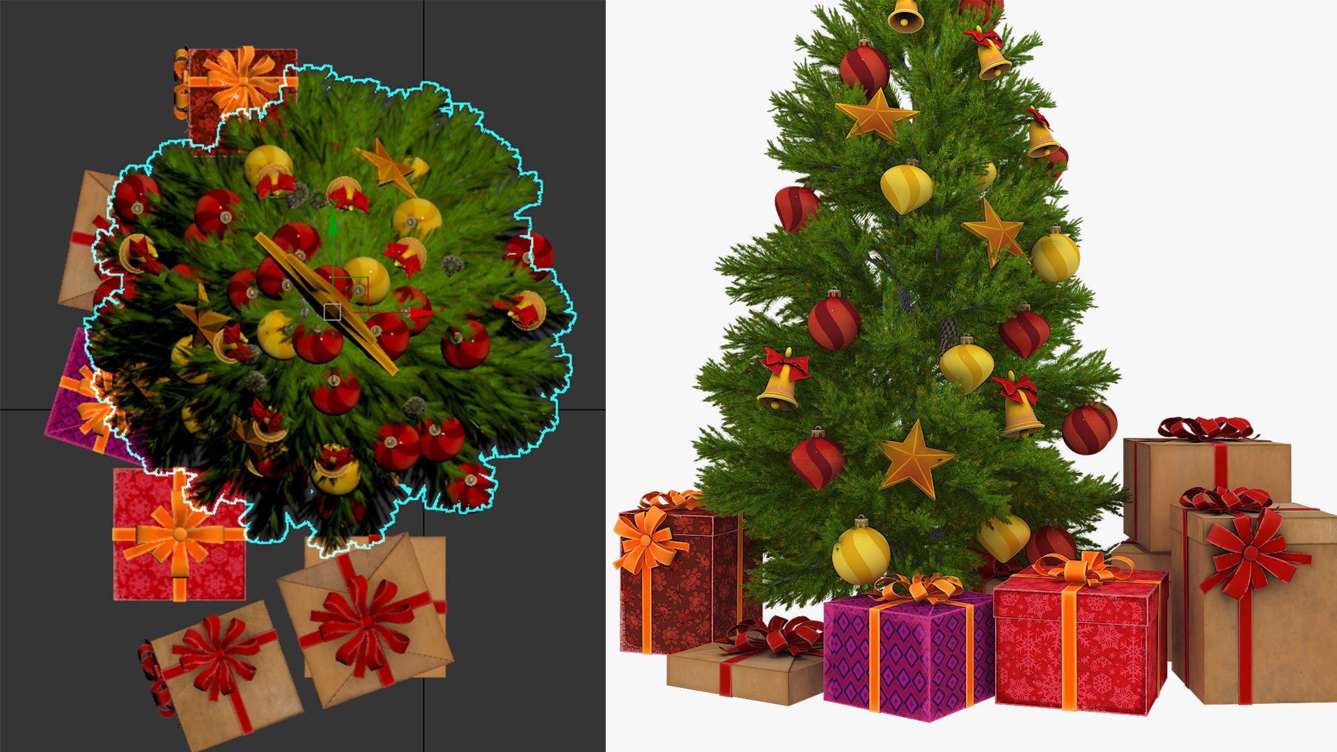 Christmas tree with gifts high-poly 3D model_4