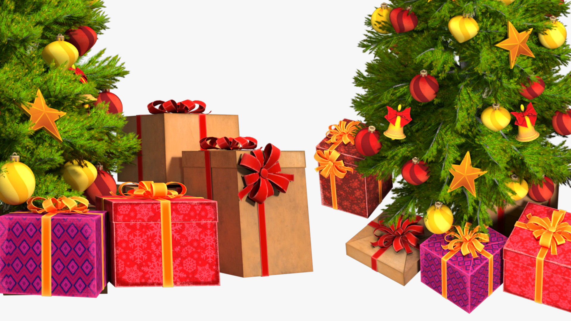Christmas tree with gifts high-poly 3D model_11