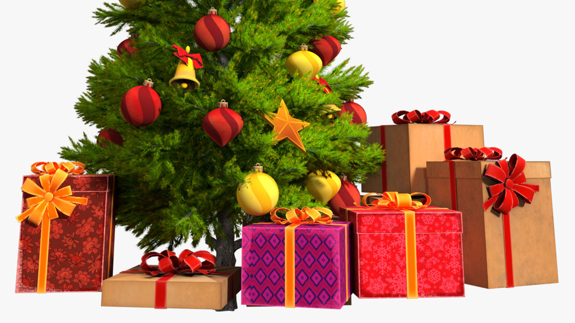 Christmas tree with gifts high-poly 3D model_8