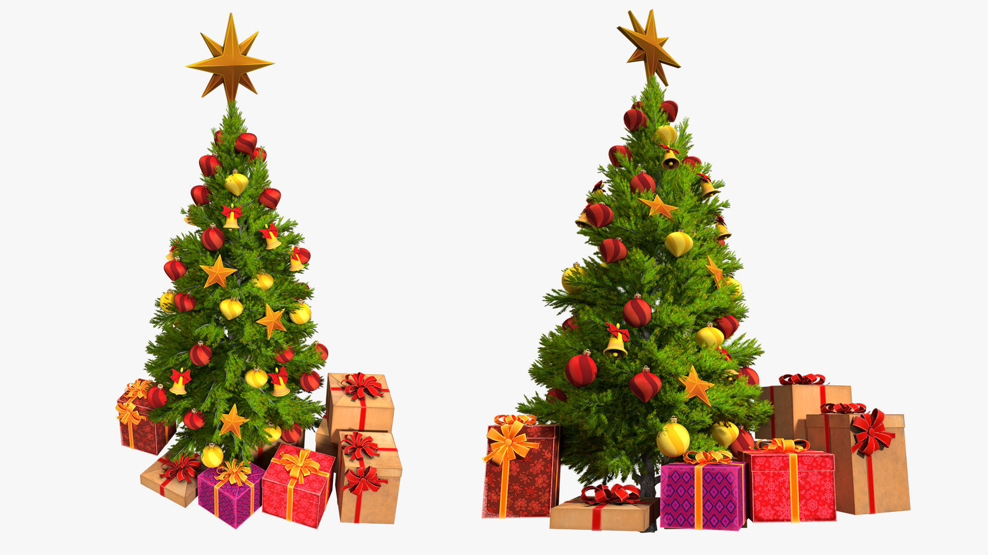 Christmas tree with gifts high-poly 3D model_2