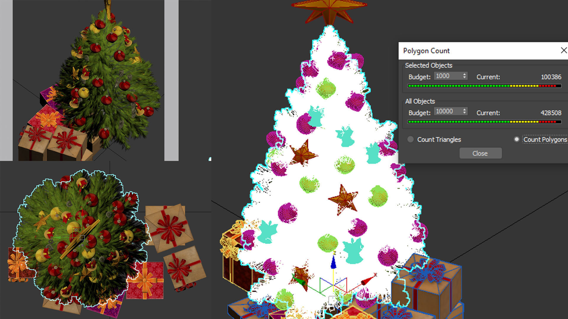 Christmas tree with gifts high-poly 3D model_6