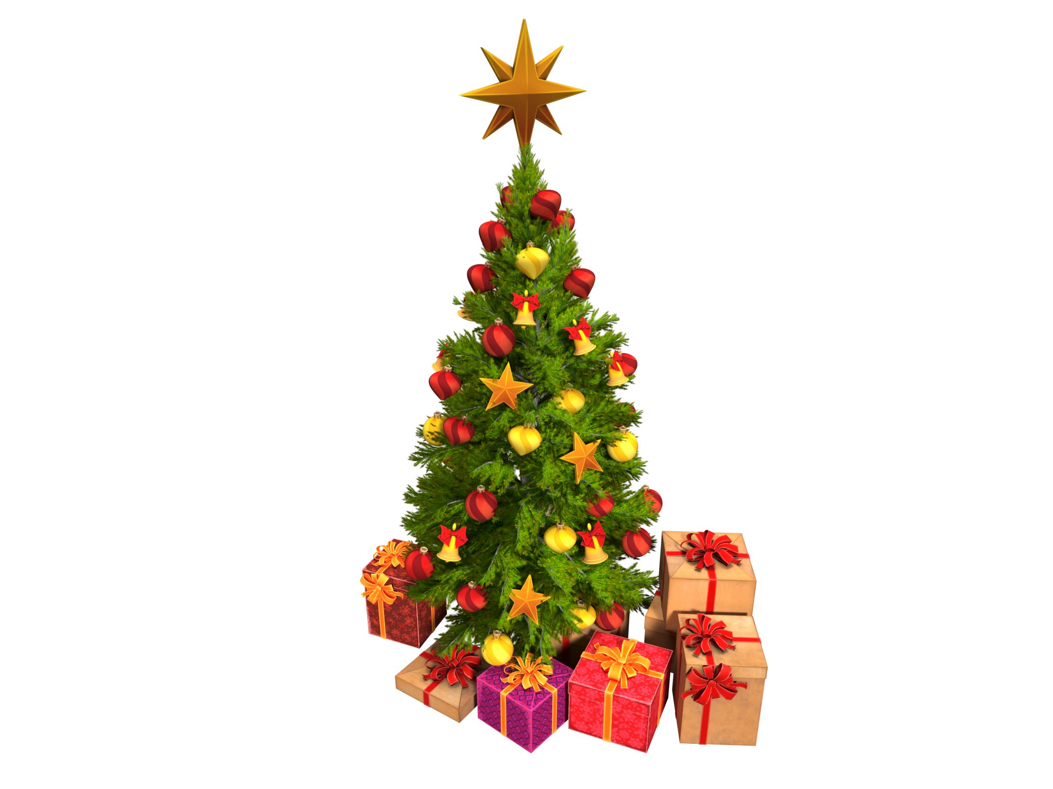 Christmas tree with gifts high-poly 3D model_3