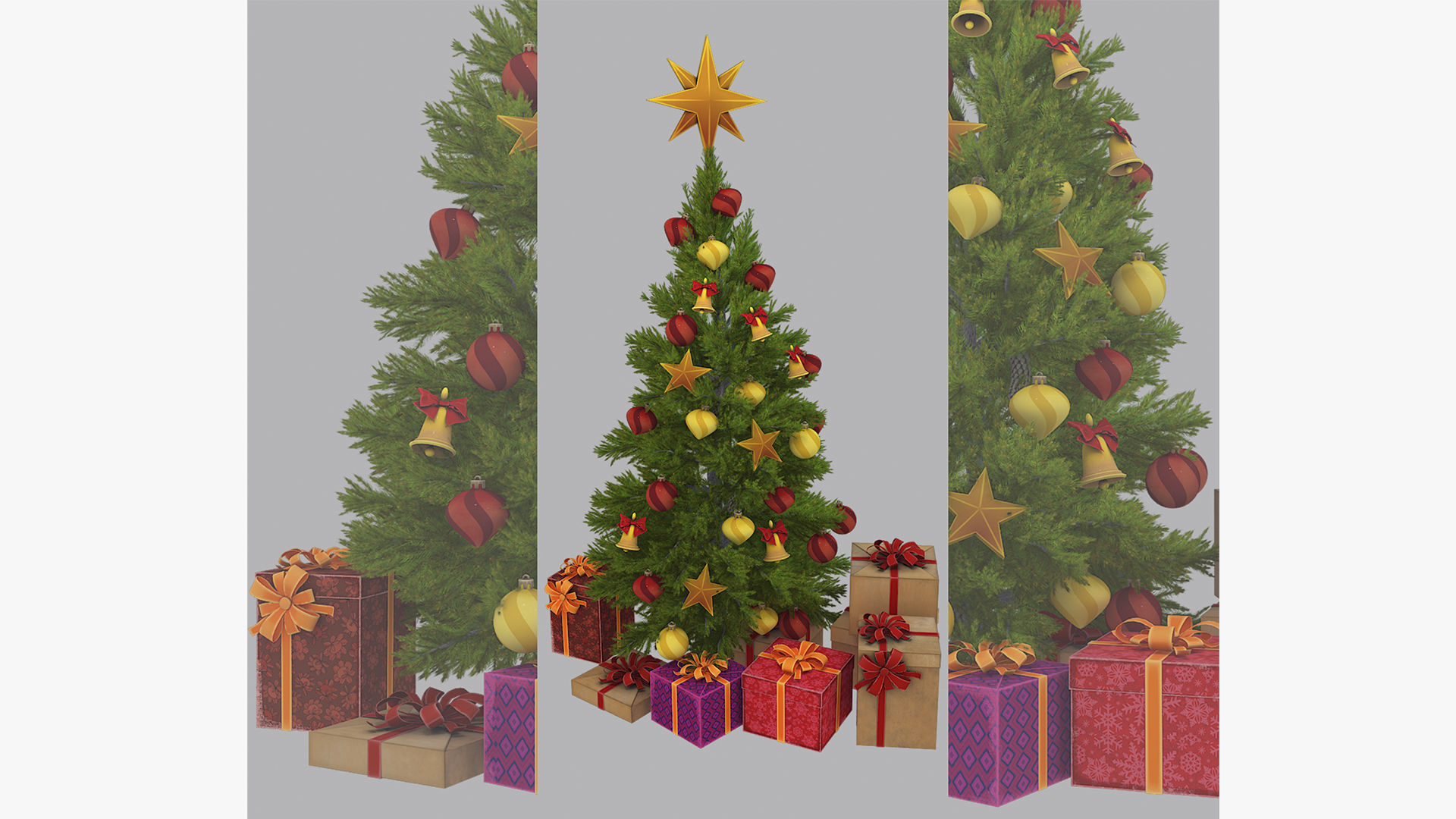 Christmas tree with gifts high-poly 3D model_5