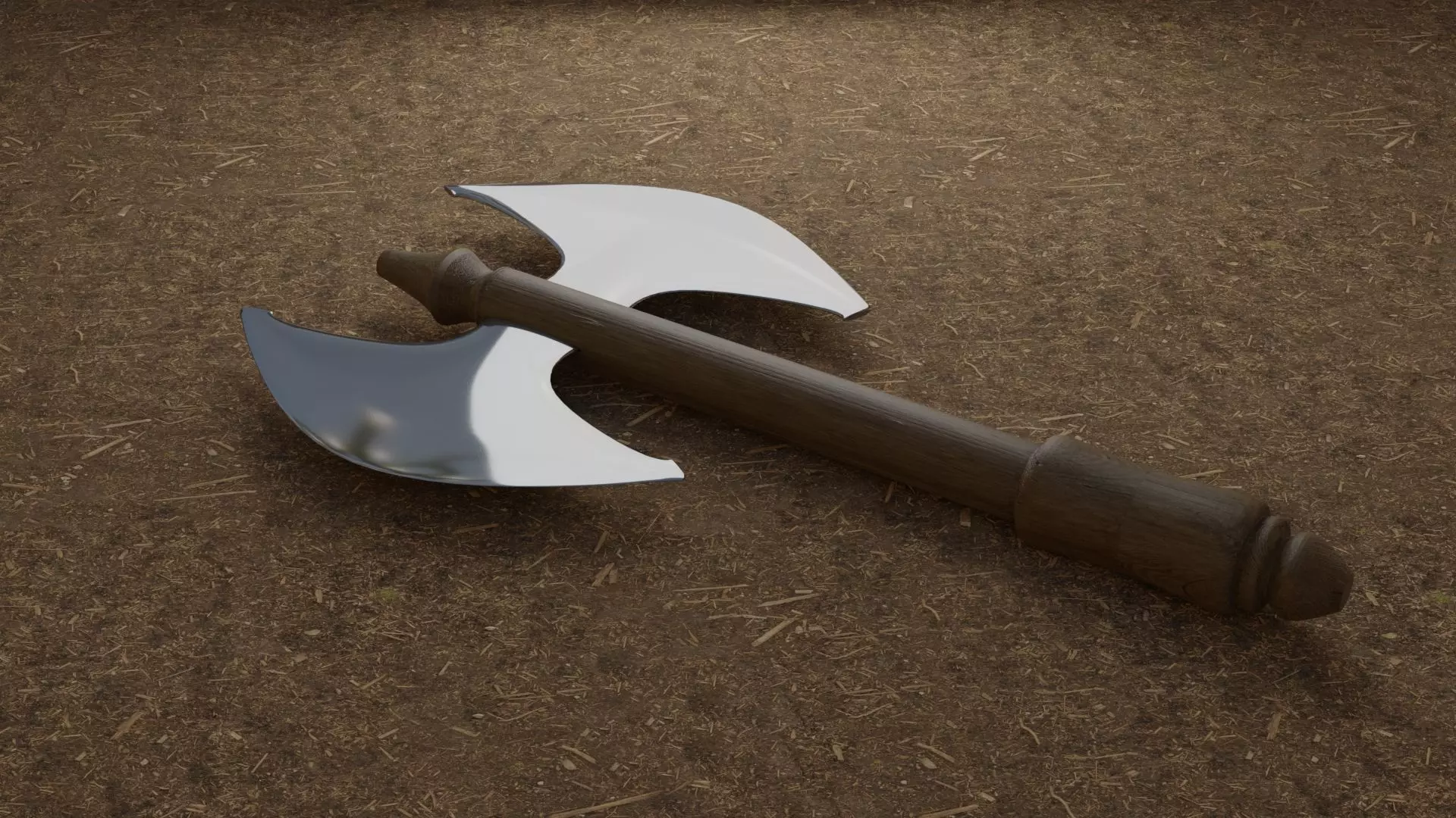 Medieval Axe  Low-poly 3D model_0