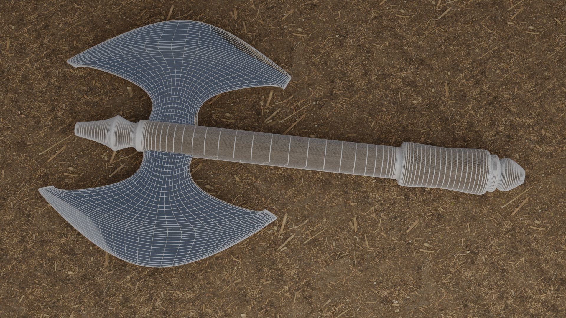 Medieval Axe  Low-poly 3D model_2