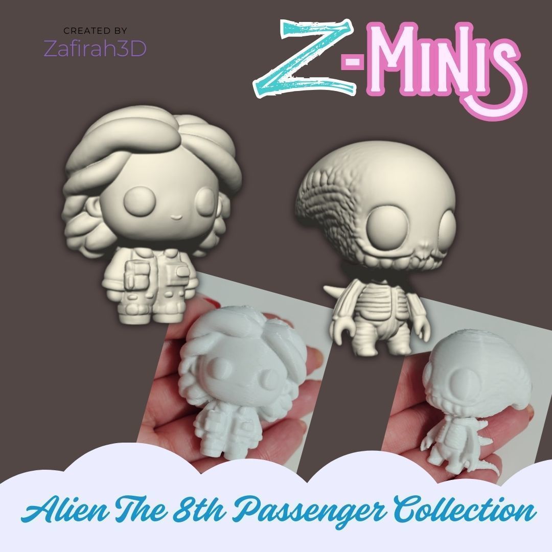 RIPLEY AND ALIEN FOR FREE - Z-MINIS COLLECTION Free 3D print model_1