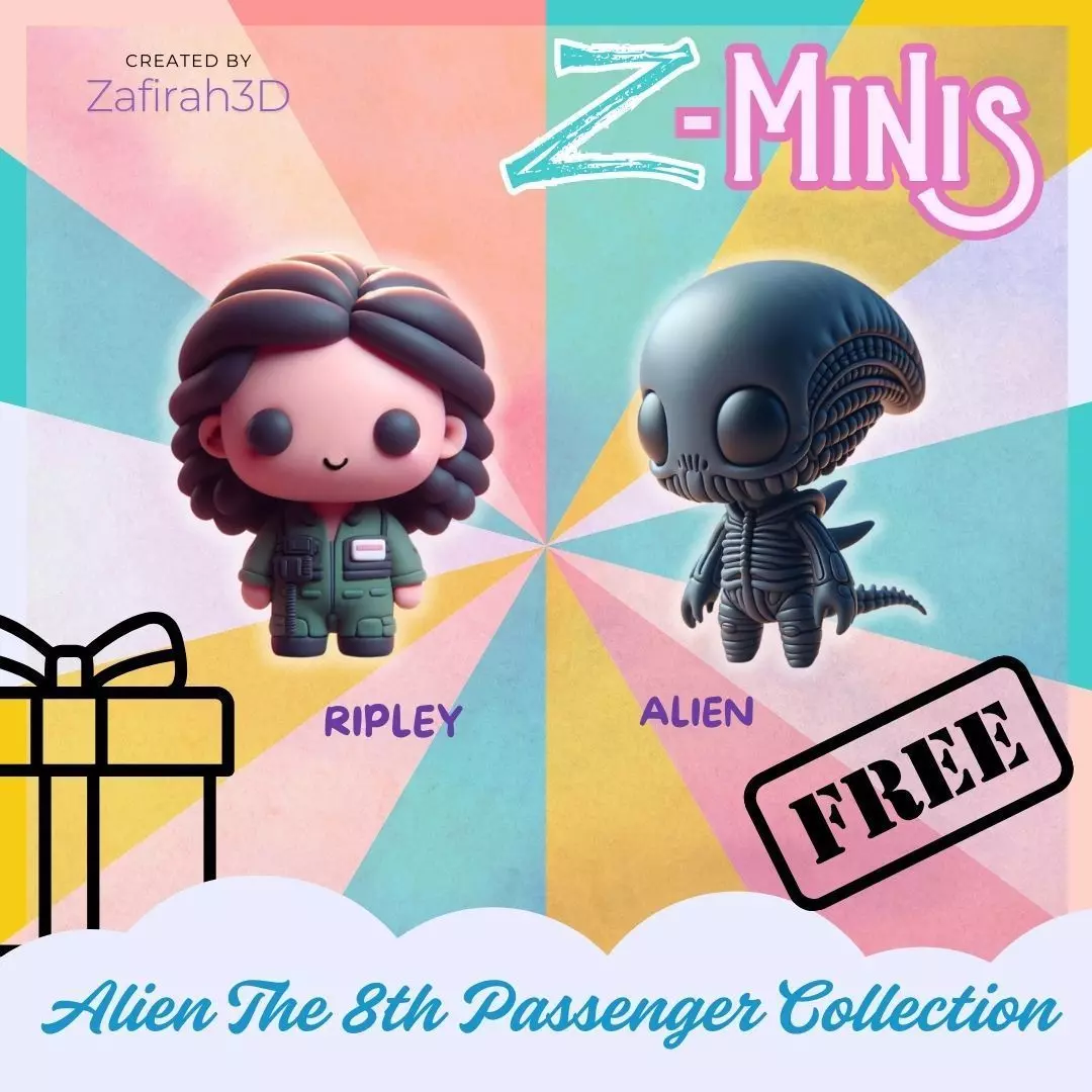 RIPLEY AND ALIEN FOR FREE - Z-MINIS COLLECTION Free 3D print model_0