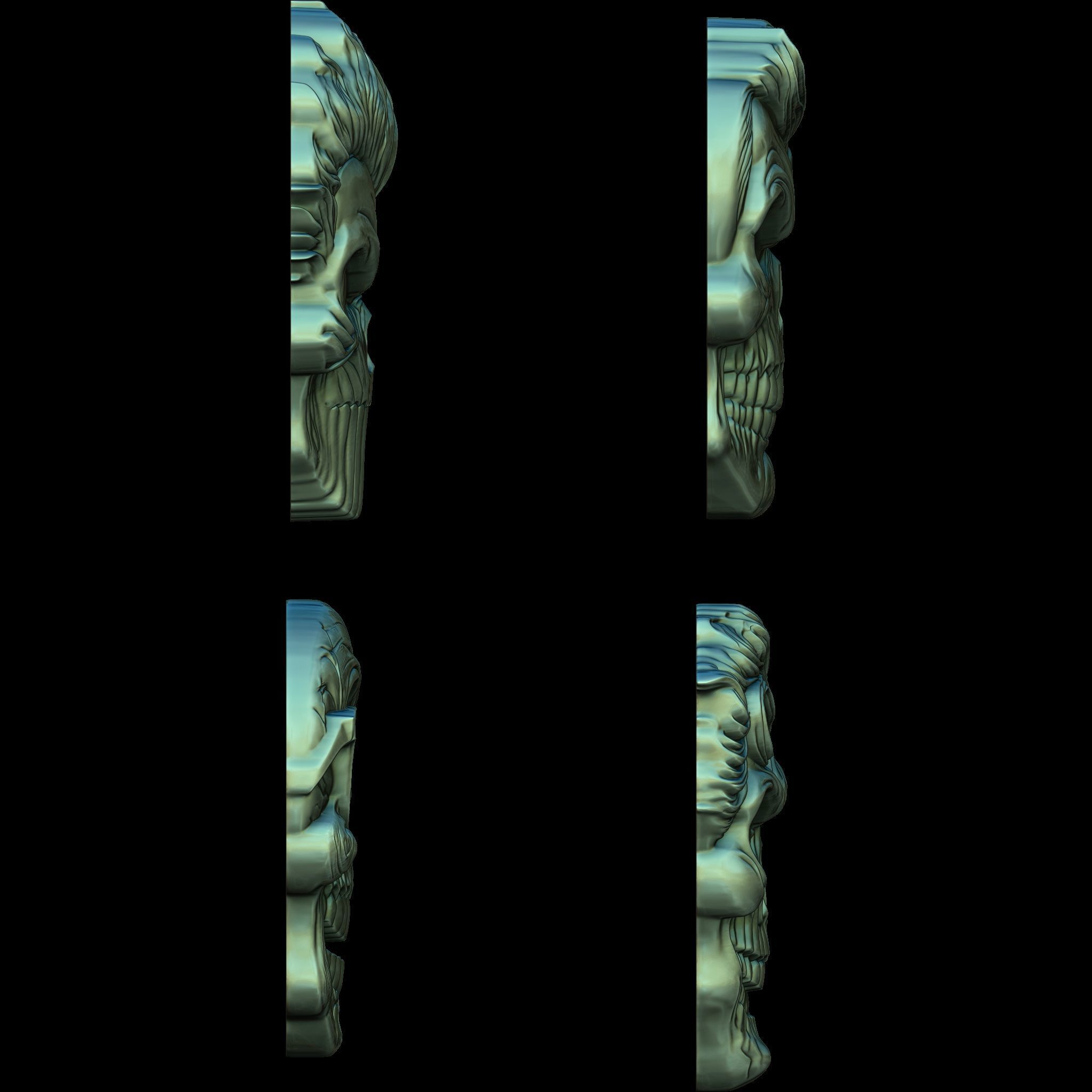 A Collection of 4 Comic Skull Head No4 STL file for 3d Print CNC 3D print model_6